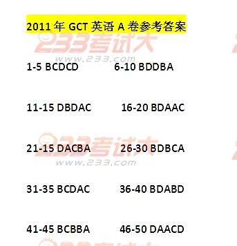 2011年在职在职GCT真题答案（A卷）